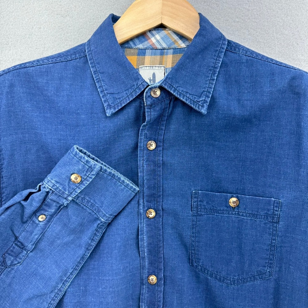 2016 Johnnie-O Indigo Denim Button Down Shirt Long Sleeve Cotton SZ M Western
